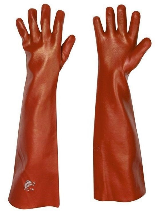 Lange Gummihandschuhe Mit Stulpen 60 Cm – Größe 8, EN 388/EN 374 Zertifiziert, Mit Baumwollfutter, Blau